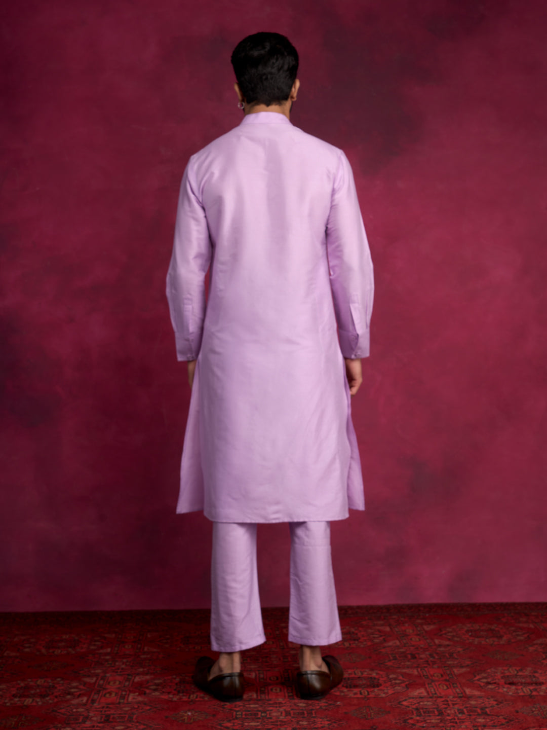 Pleated neck yoke straight kurta- Lavender