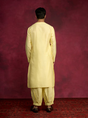 Side tie-up kurta Set - Lemon Yellow