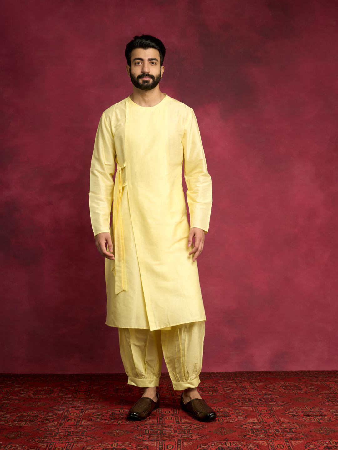 Side tie-up kurta - Lemon Yellow