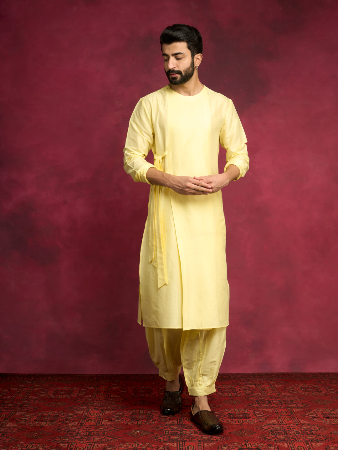 Side tie-up kurta - Lemon Yellow