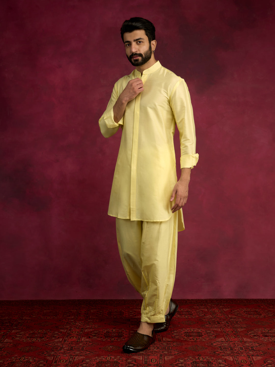 High-low hem kurta - Lemon yellow