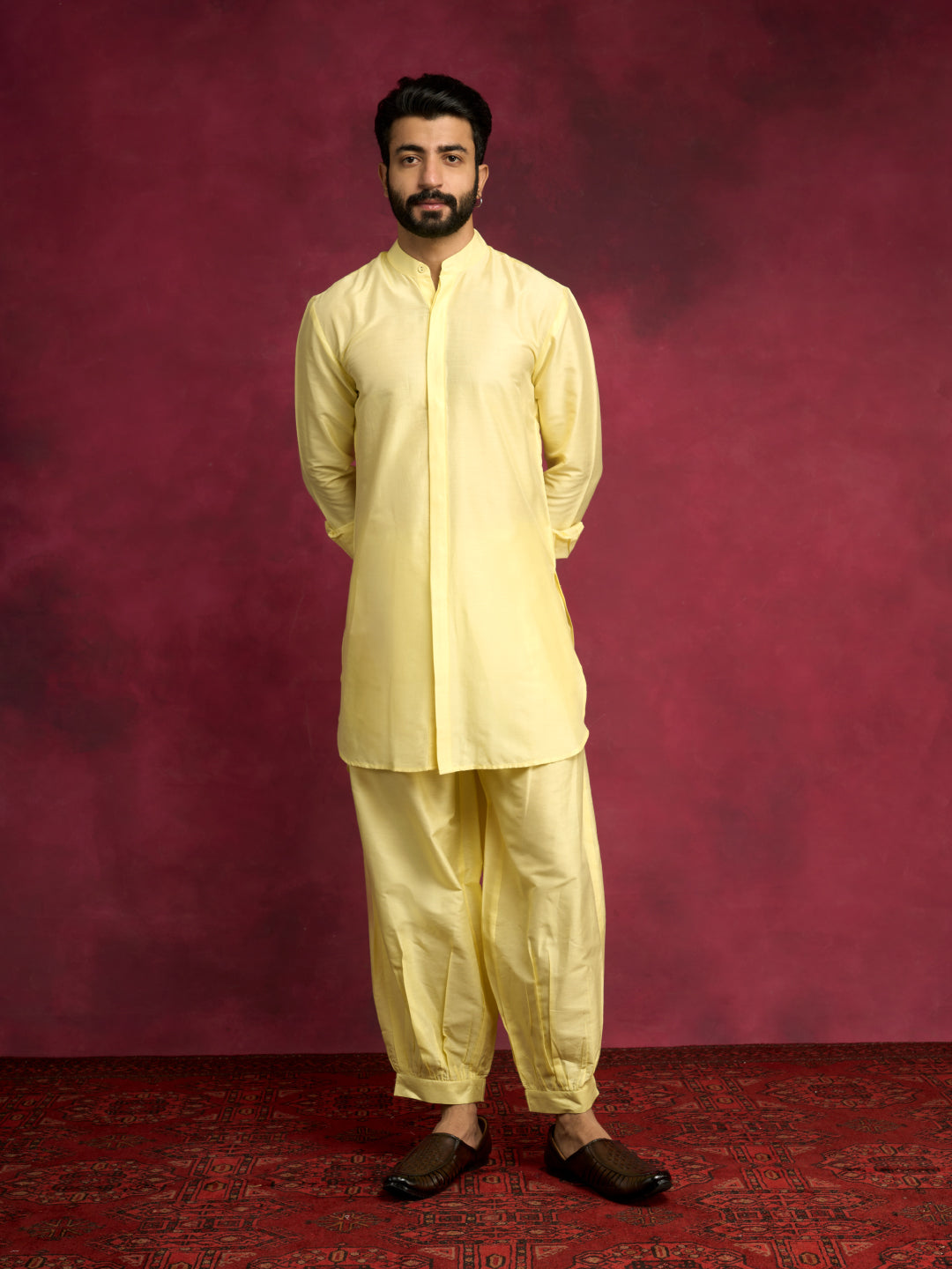 High-low hem kurta - Lemon yellow