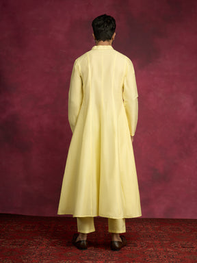 Paneled Anarkali kurta Set - Lemon Yellow