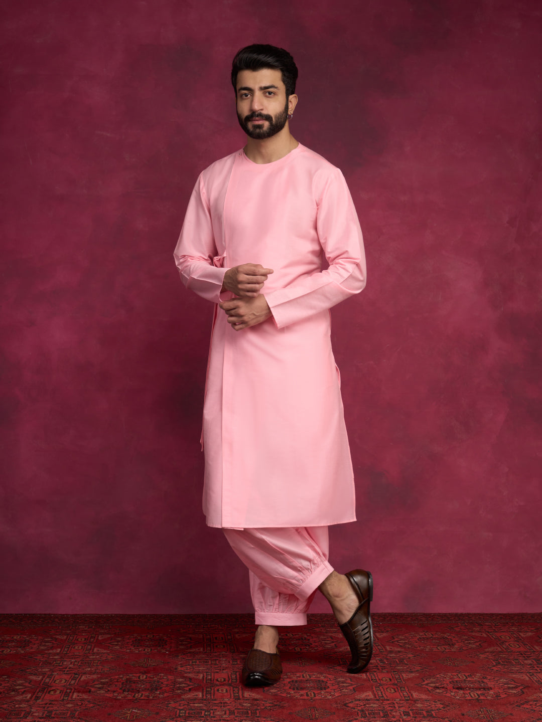 Side tie-up kurta - Sakura pink