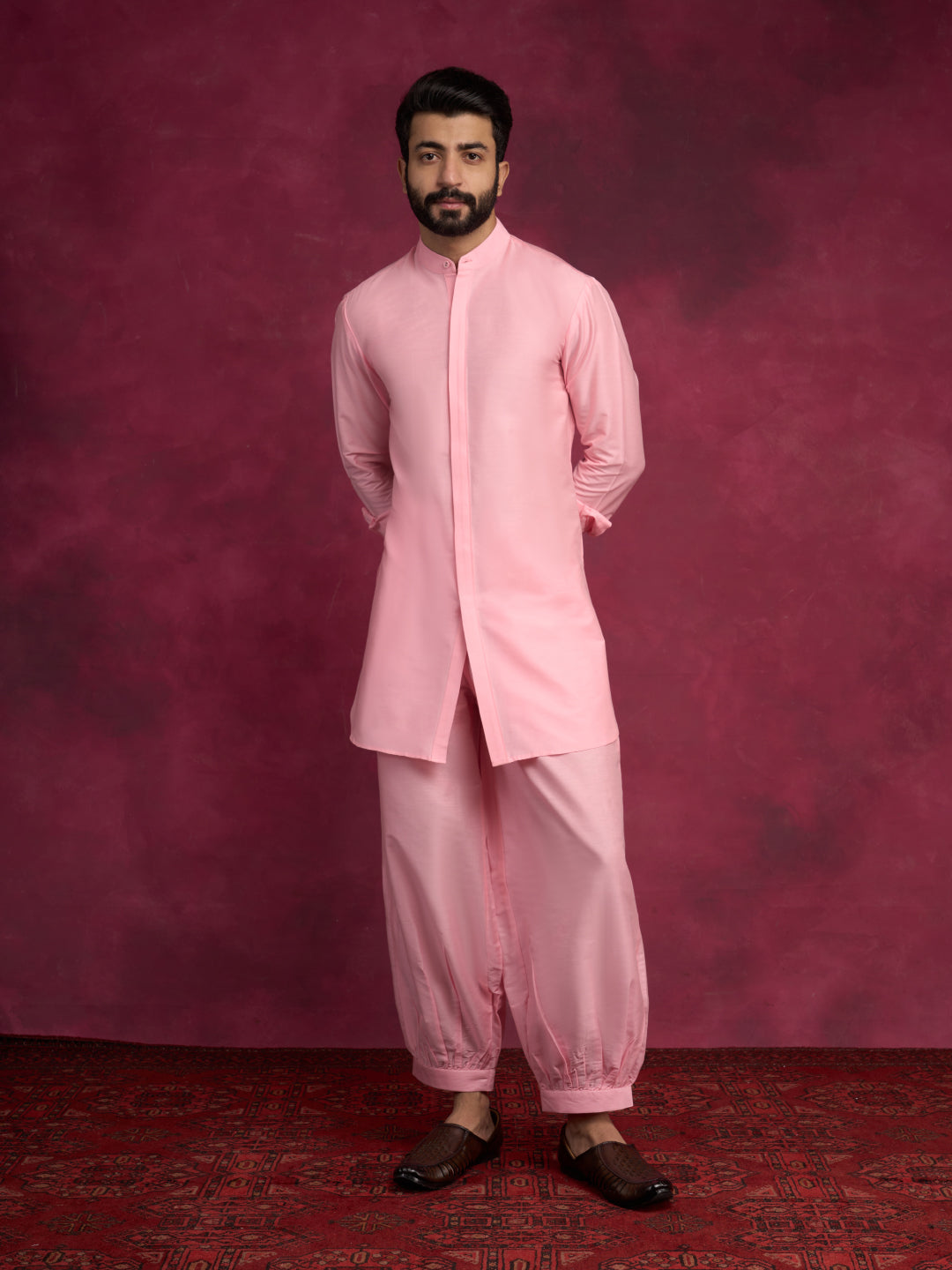 High-low hem kurta Set - Sakura pink