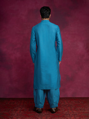 Loop buttons closure kurta- Ocean Blue