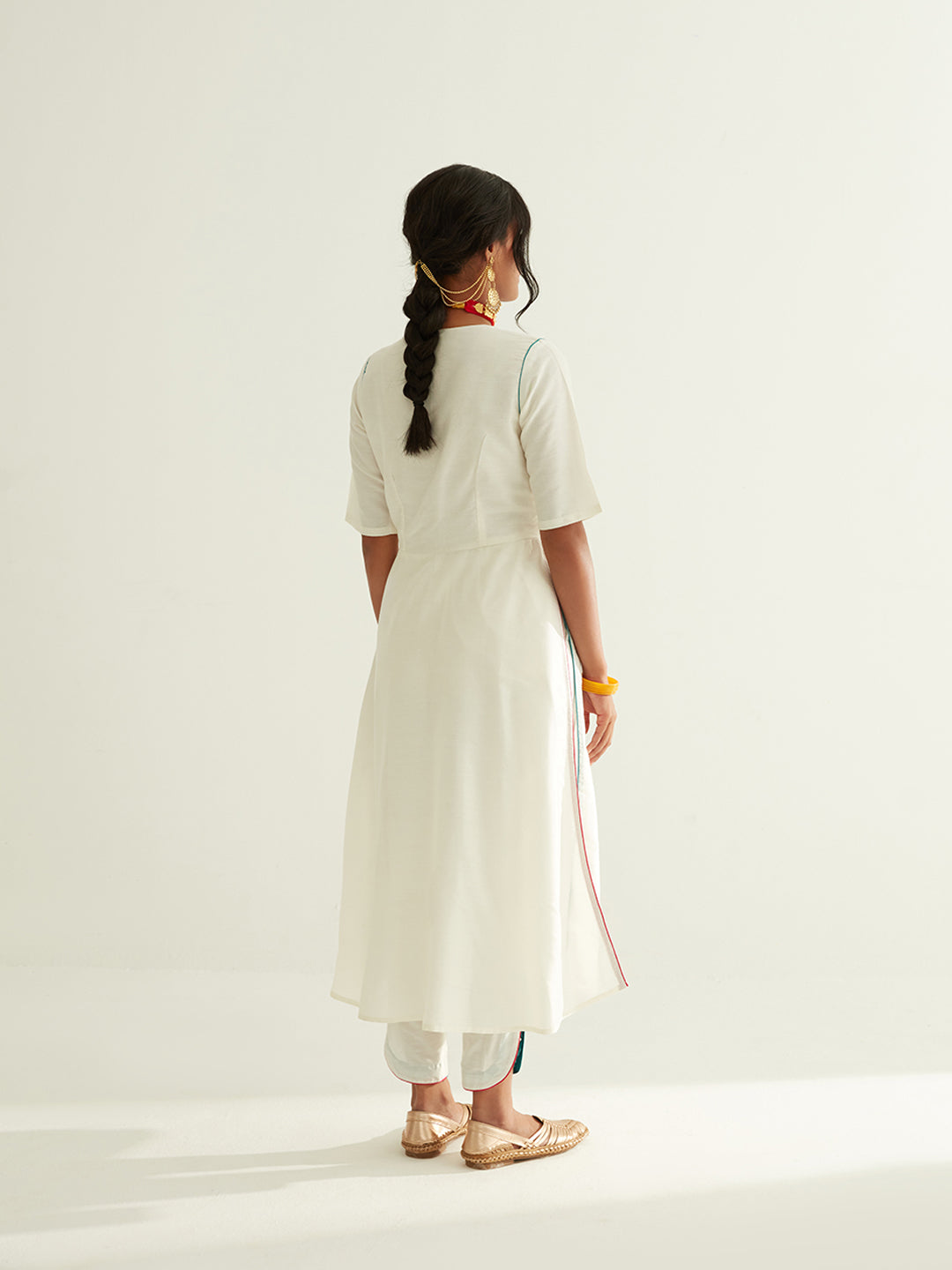 U-waistline gathered banarasi kurta