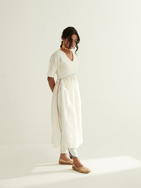 U-waistline gathered banarasi kurta