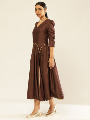 Circular Panelled Dress Highlighted With Gota Patti