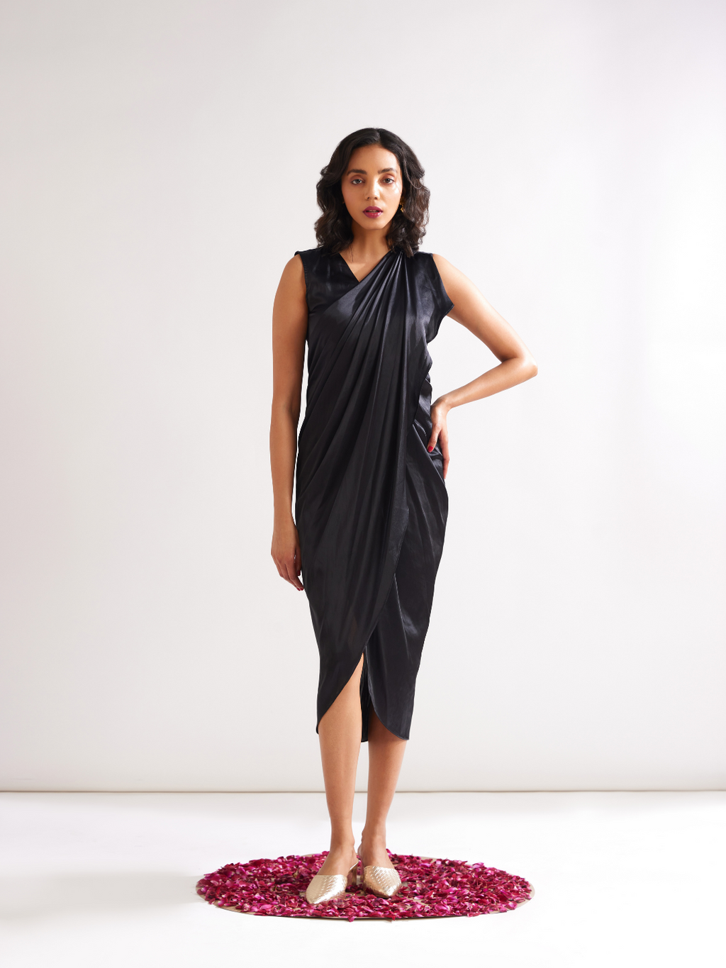 スーツ・フォーマル・ドレス ANDRESD drape dress BLACK ANDRESD