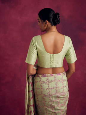 Banarasi blouse with gota patti detail- Pistachio green