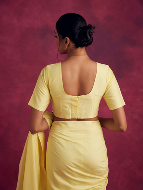 Banarasi blouse with gota patti detail- Lemon yellow