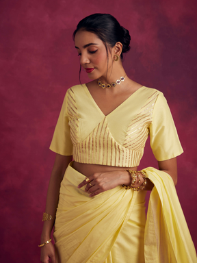 Banarasi blouse with gota patti detail- Lemon yellow