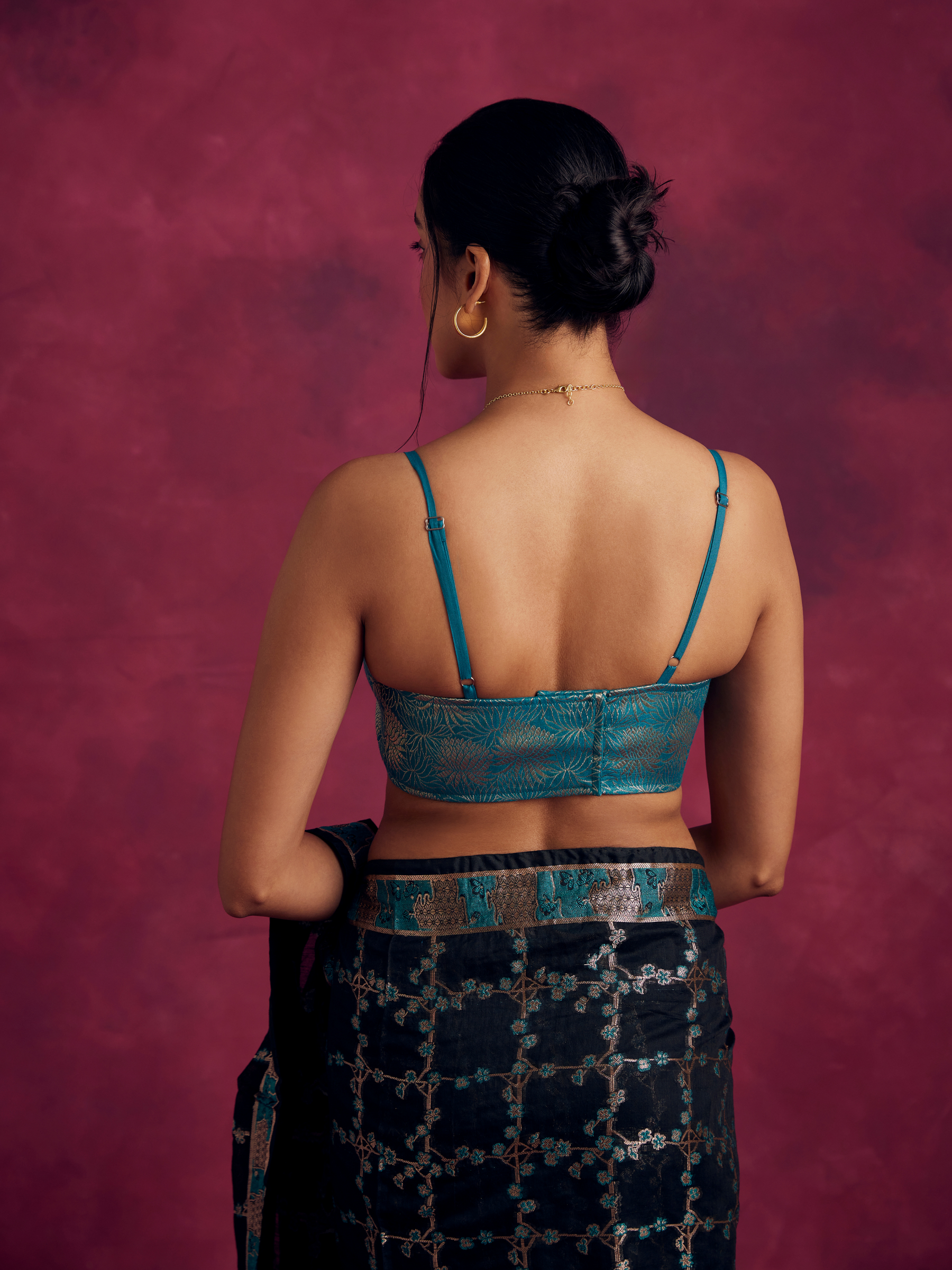 Banarasi lotus zari  blouse- Teal Green