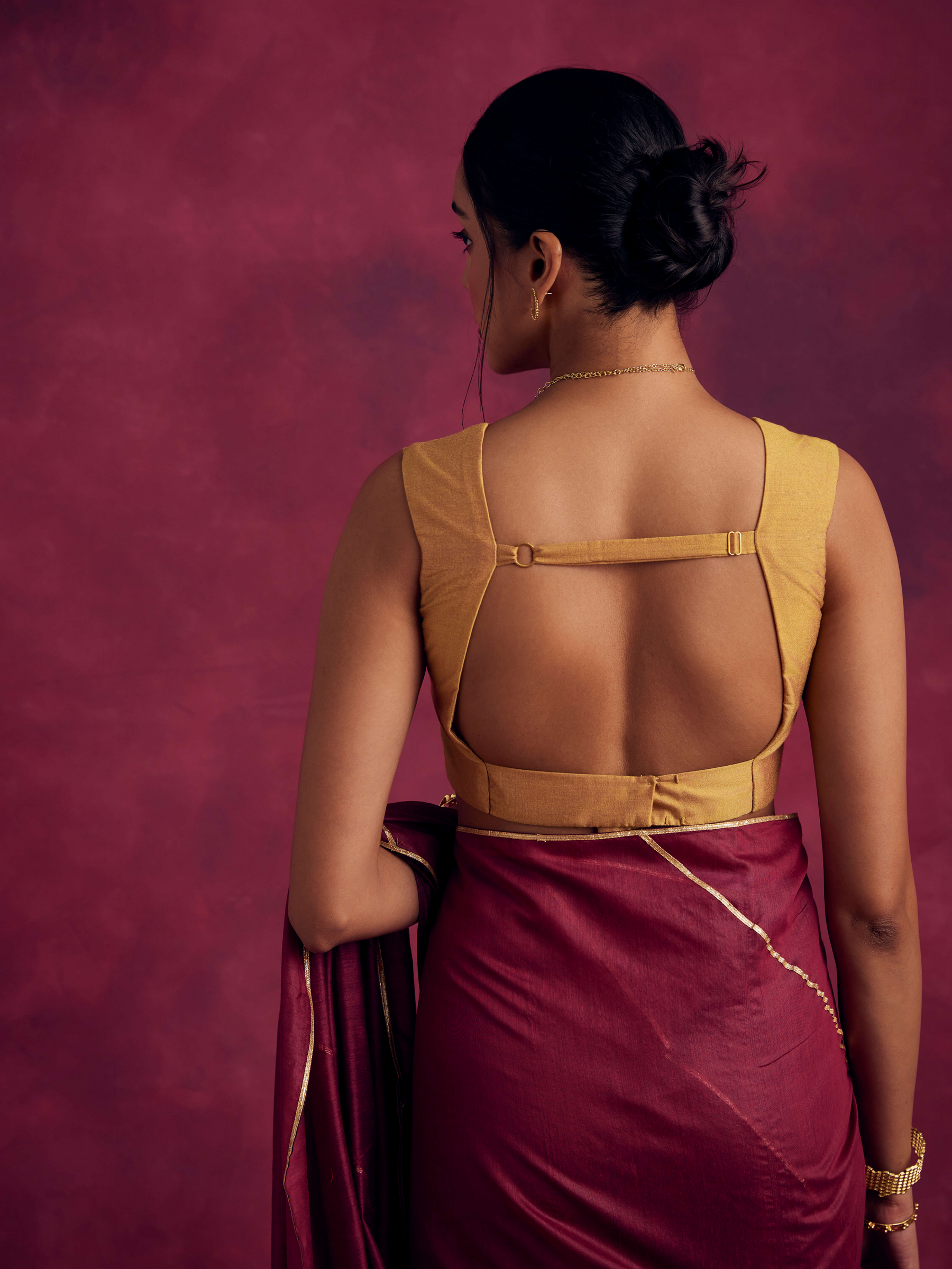 Anne neckline blouse- Metallic gold