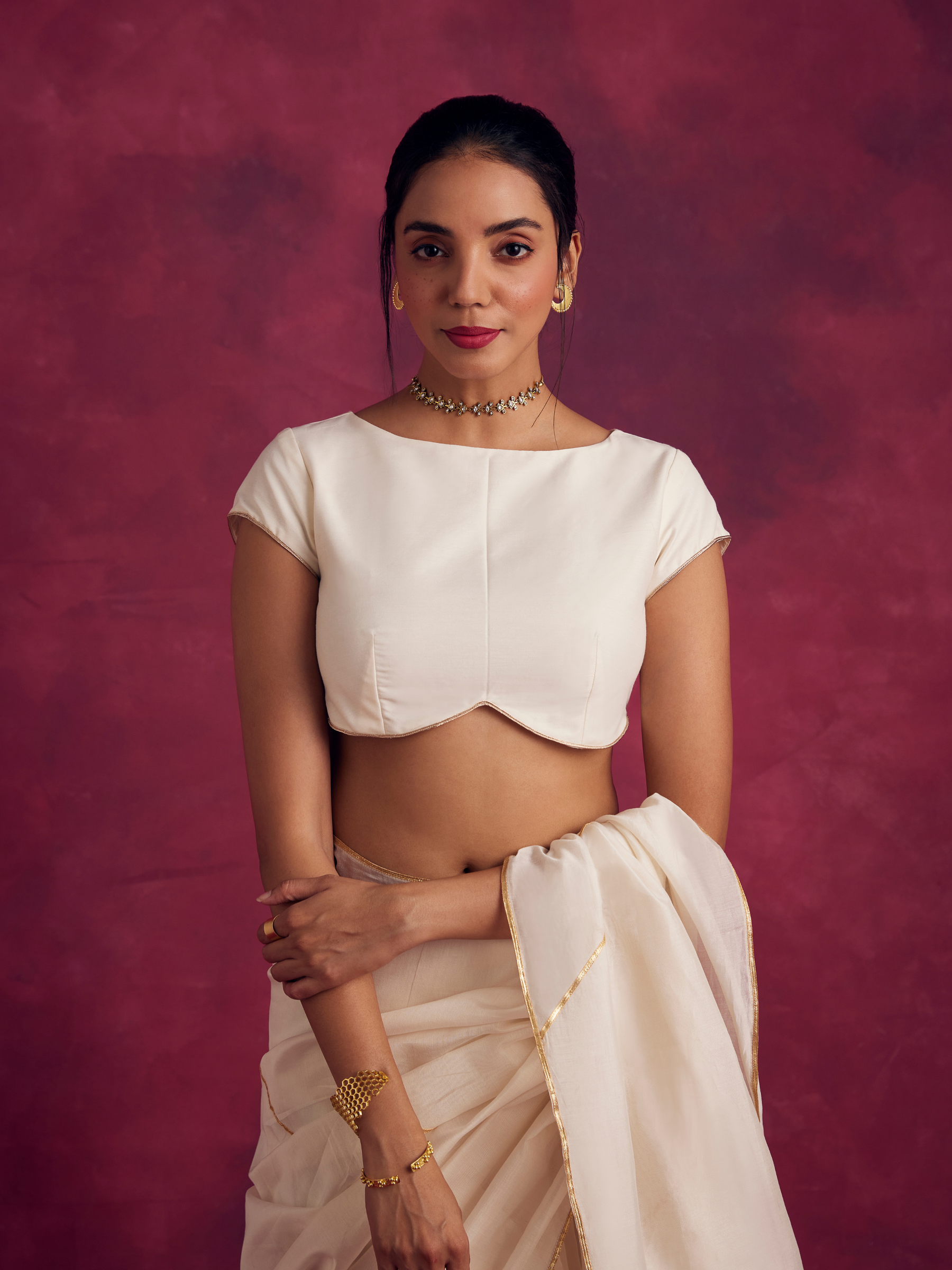 Cap sleeve blouse - Ivory