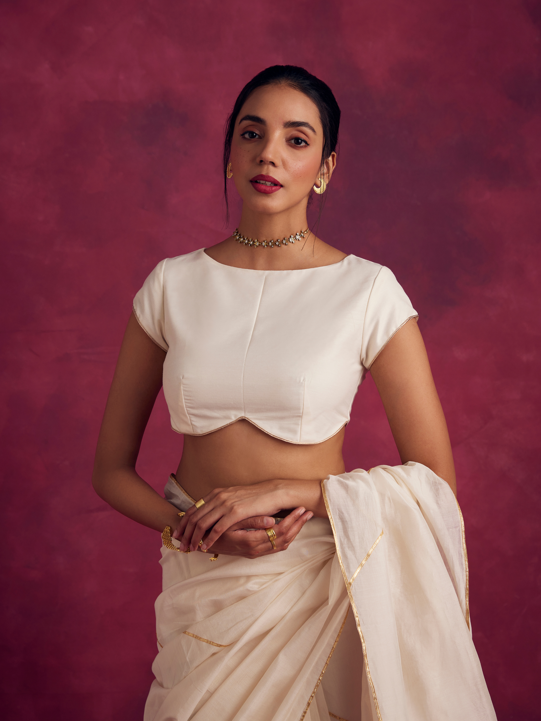 Cap sleeve blouse - Ivory