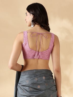 Plunge neck Blouse-pink