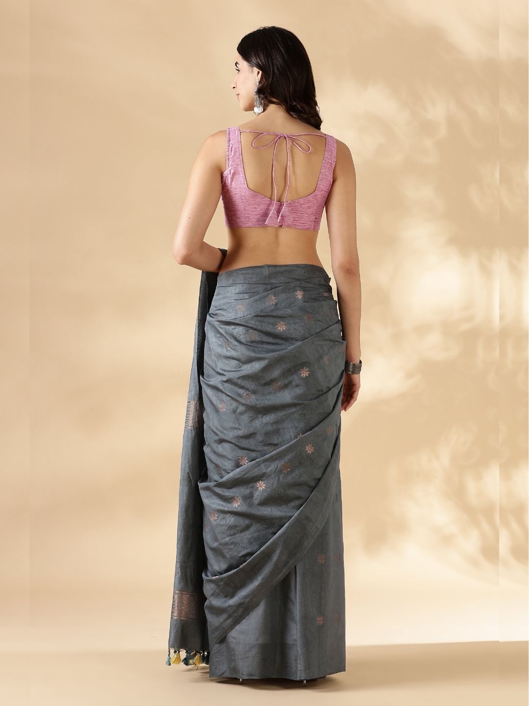 Plunge neck Blouse-pink