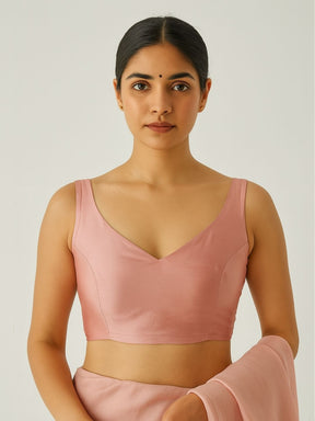 Plunge neck Blouse- peach