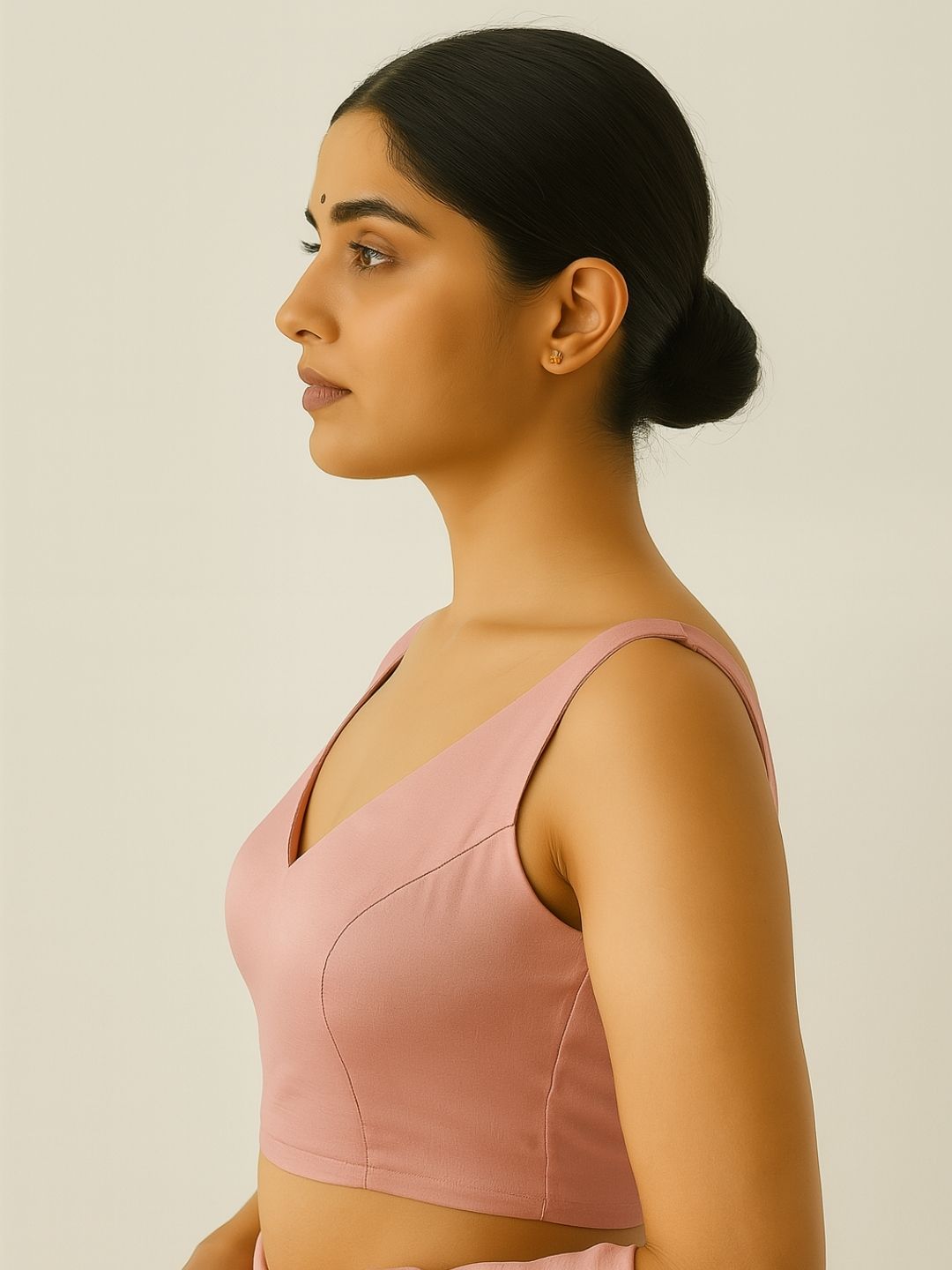 Plunge neck Blouse- peach