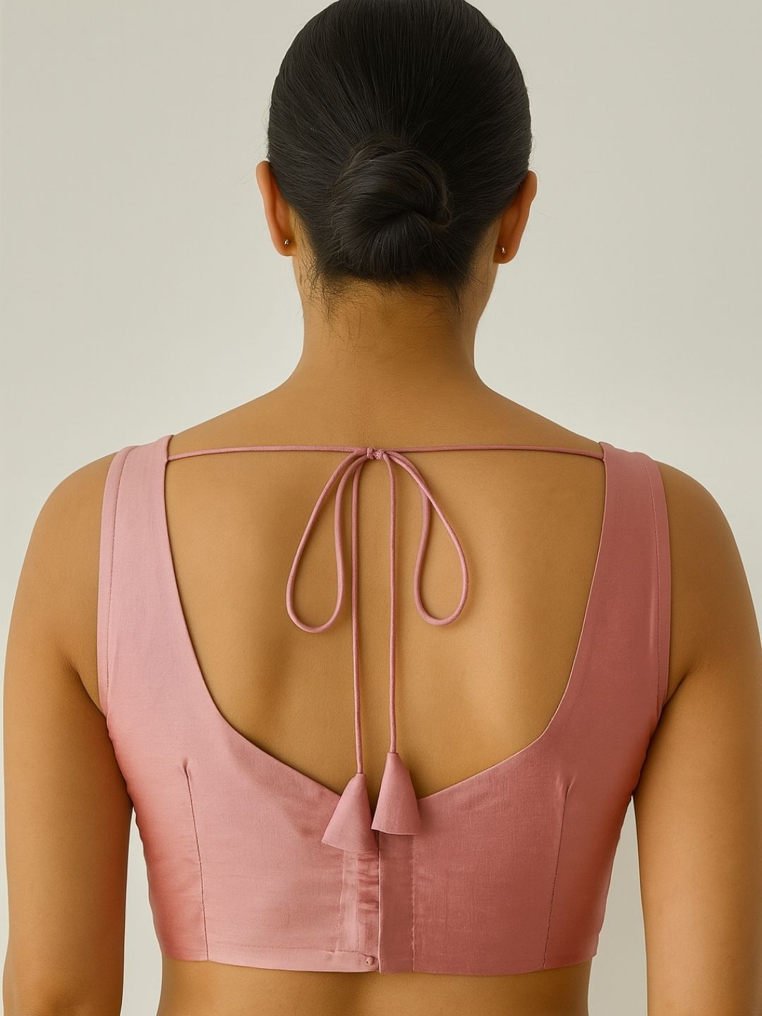 Plunge neck Blouse- peach