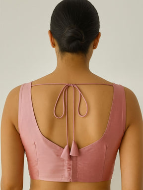 Plunge neck Blouse- peach