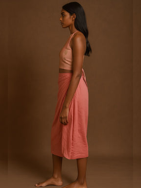 Halter neck crisscross back tie up blouse- Pink
