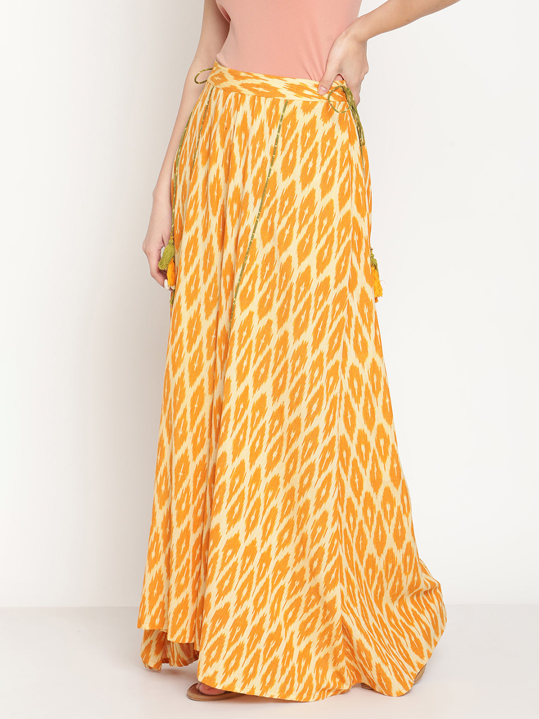 Ikat Ochre Yellow Palazzo Pants