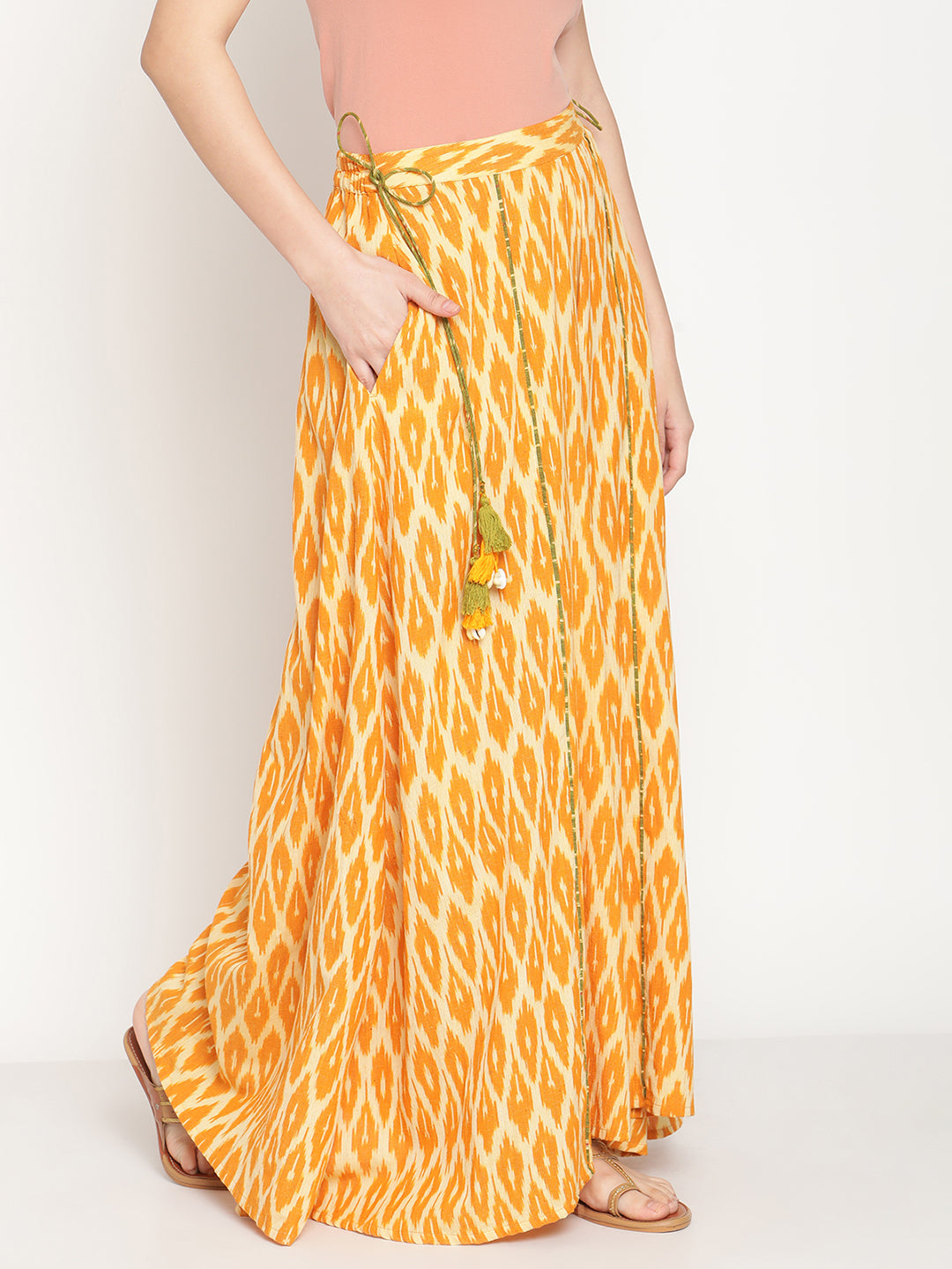 Ikat Ochre Yellow Palazzo Pants