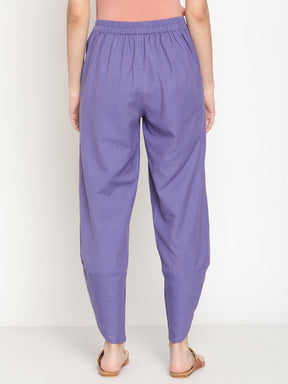 Cotton Flex Very Peri Overlapped Hem Pants