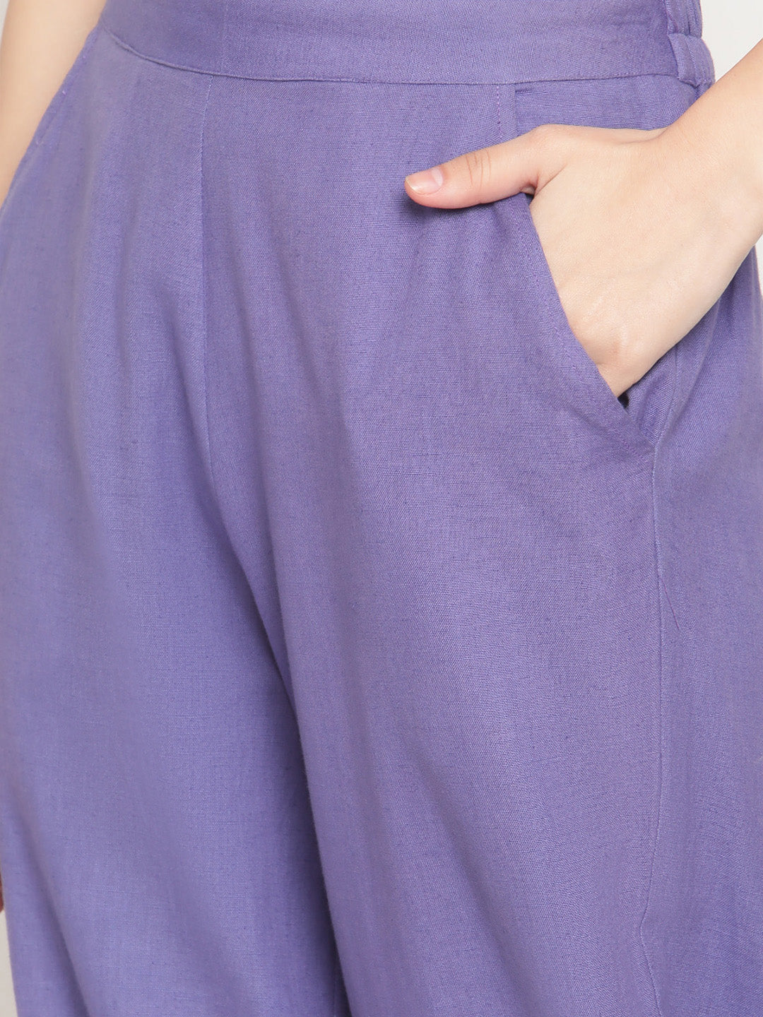 Cotton Flex Very Peri Overlapped Hem Pants