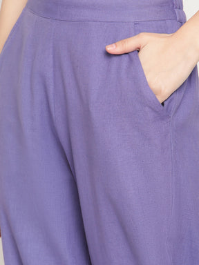 Cotton Flex Very Peri Overlapped Hem Pants
