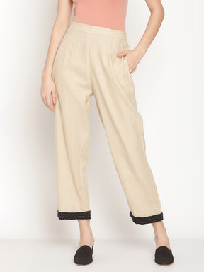 Ikat Beige Cream Straight Pants