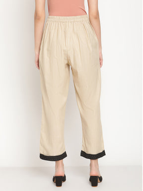 Ikat Beige Cream Straight Pants