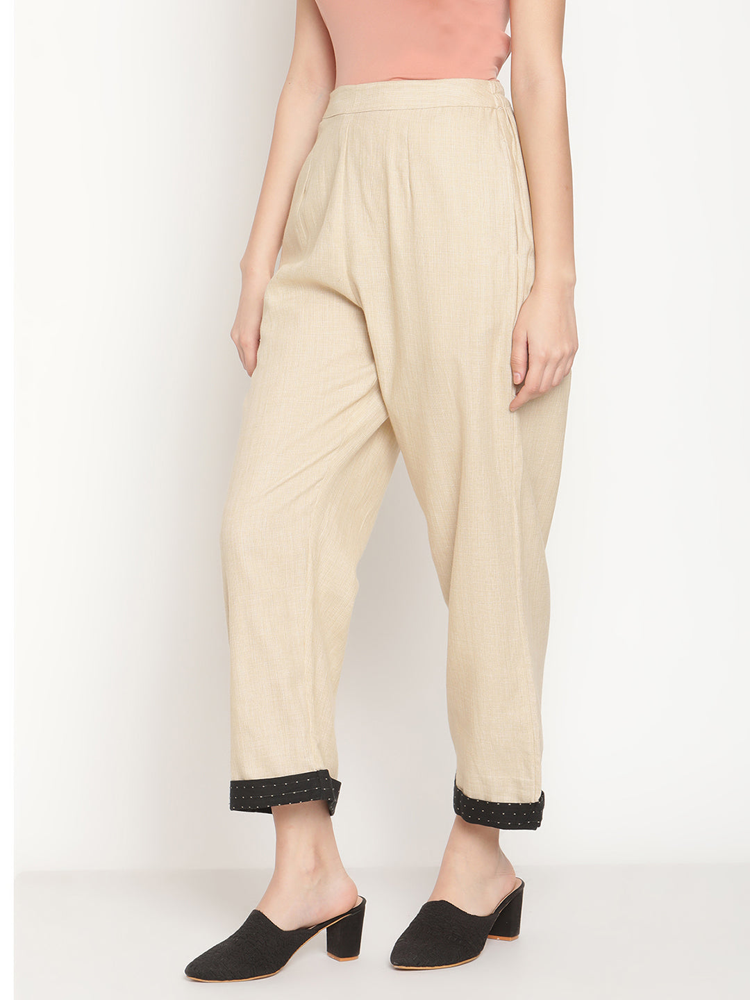 Ikat Beige Cream Straight Pants