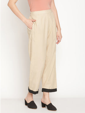 Ikat Beige Cream Straight Pants