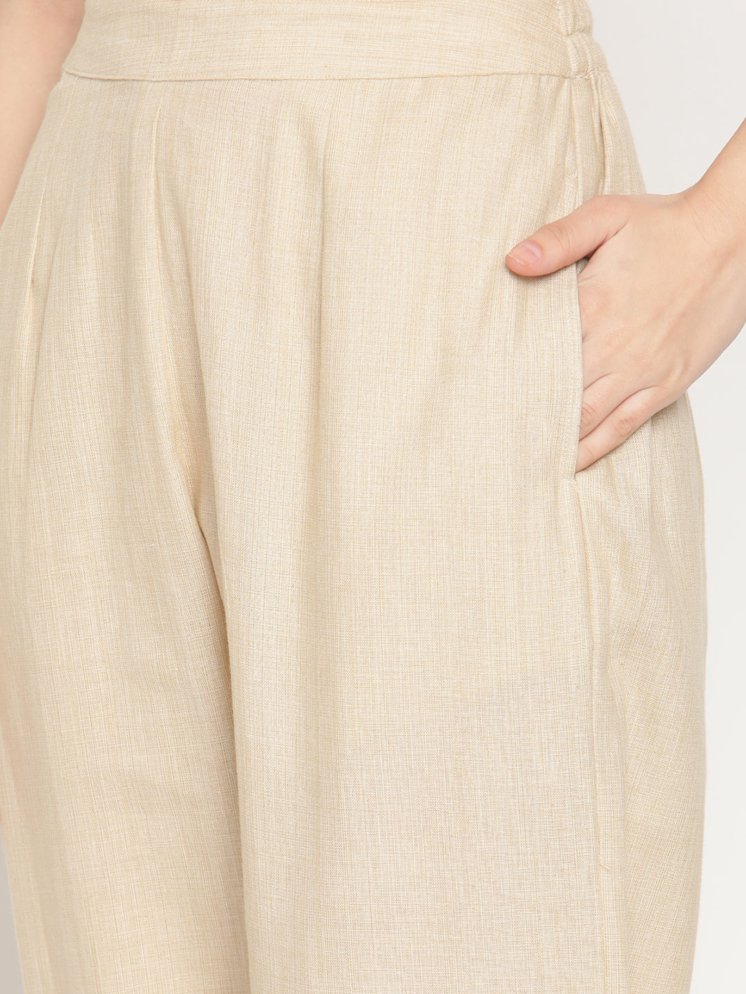 Ikat Beige Cream Straight Pants