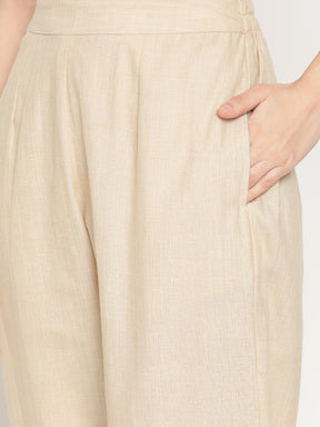 Ikat Beige Cream Straight Pants