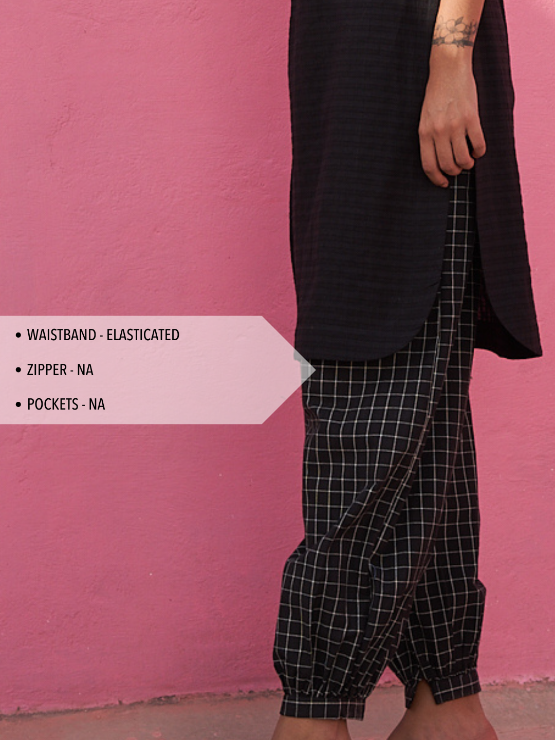 Black Big check Pathani Pants