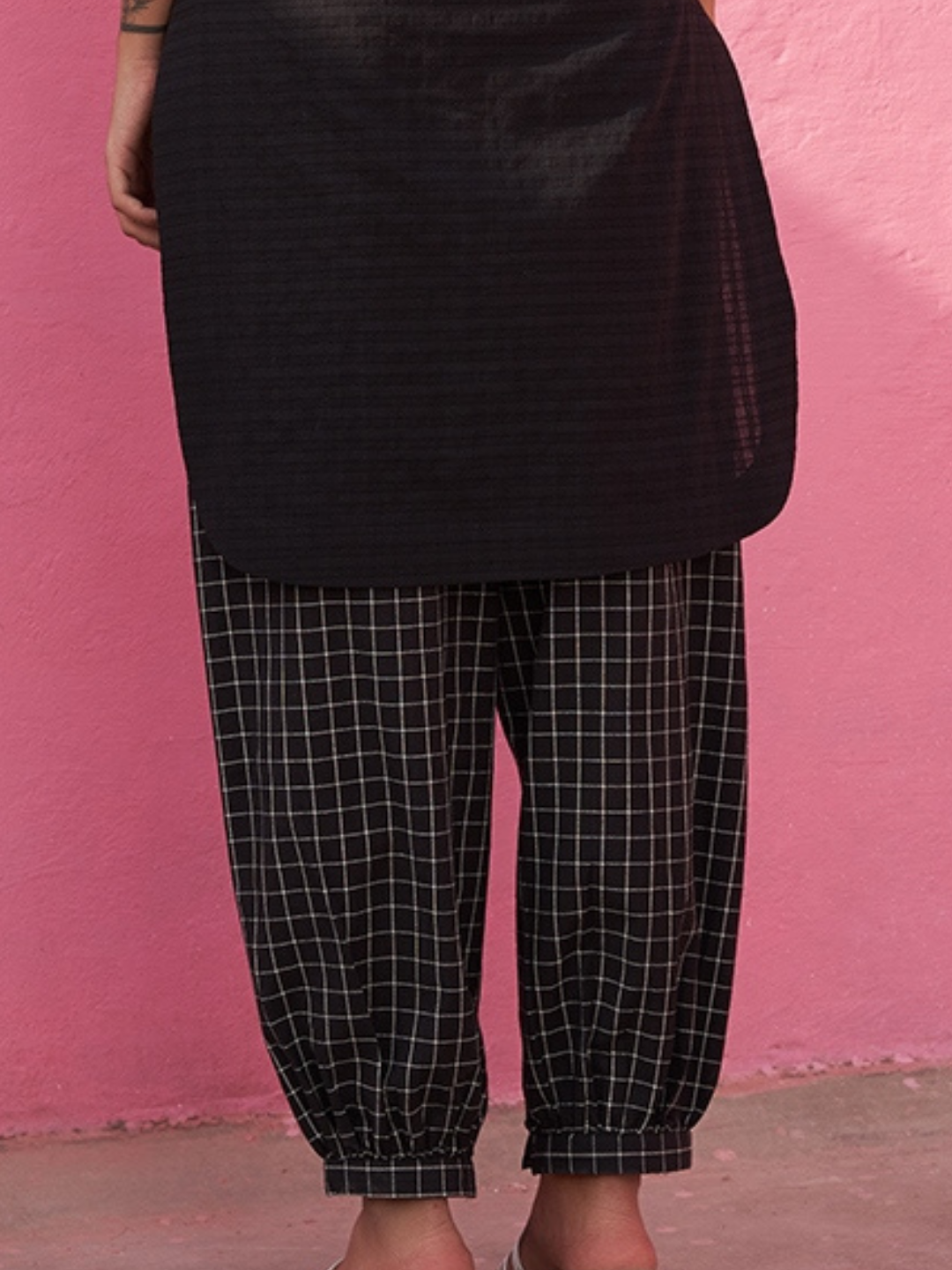 Black Big check Pathani Pants