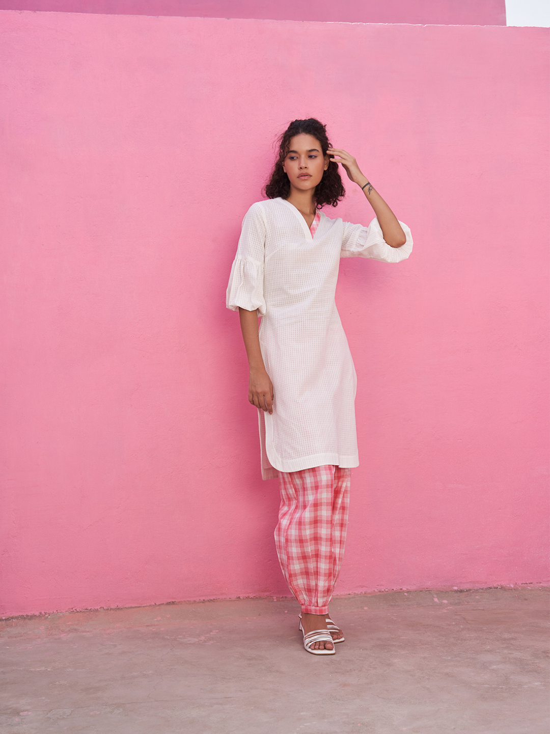 Pink Big Checks Pathani Pants