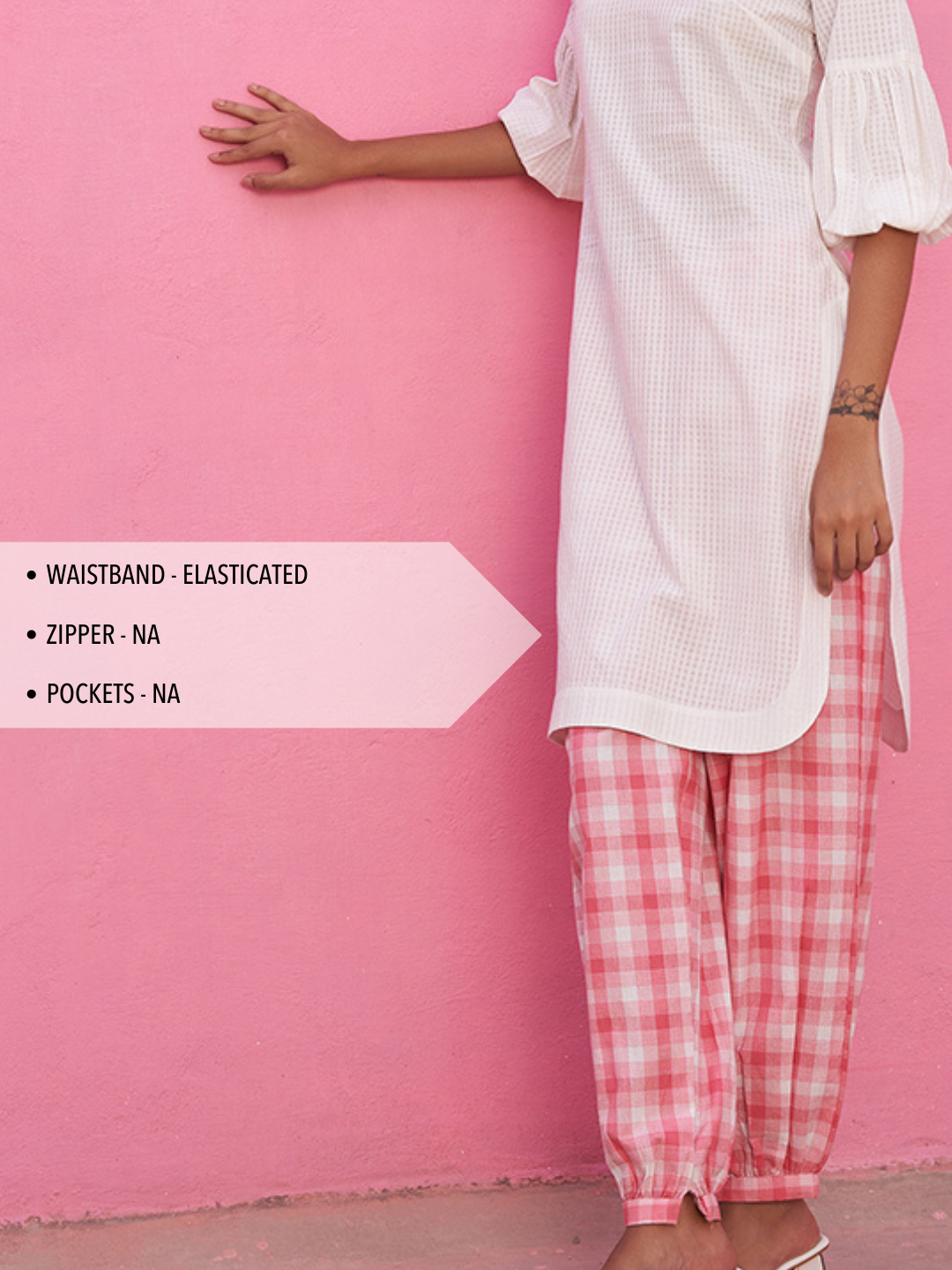 Pink Big Checks Pathani Pants