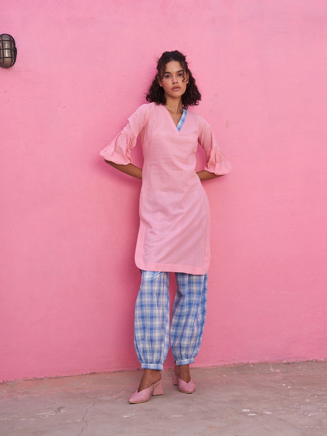 Blue Big Checks Pathani Pants