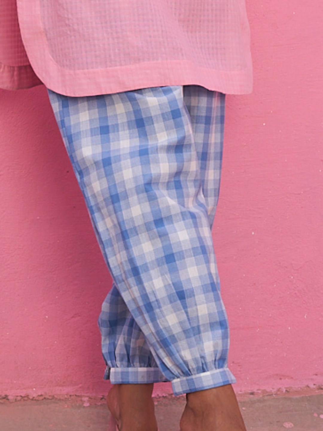 Blue Big Checks Pathani Pants