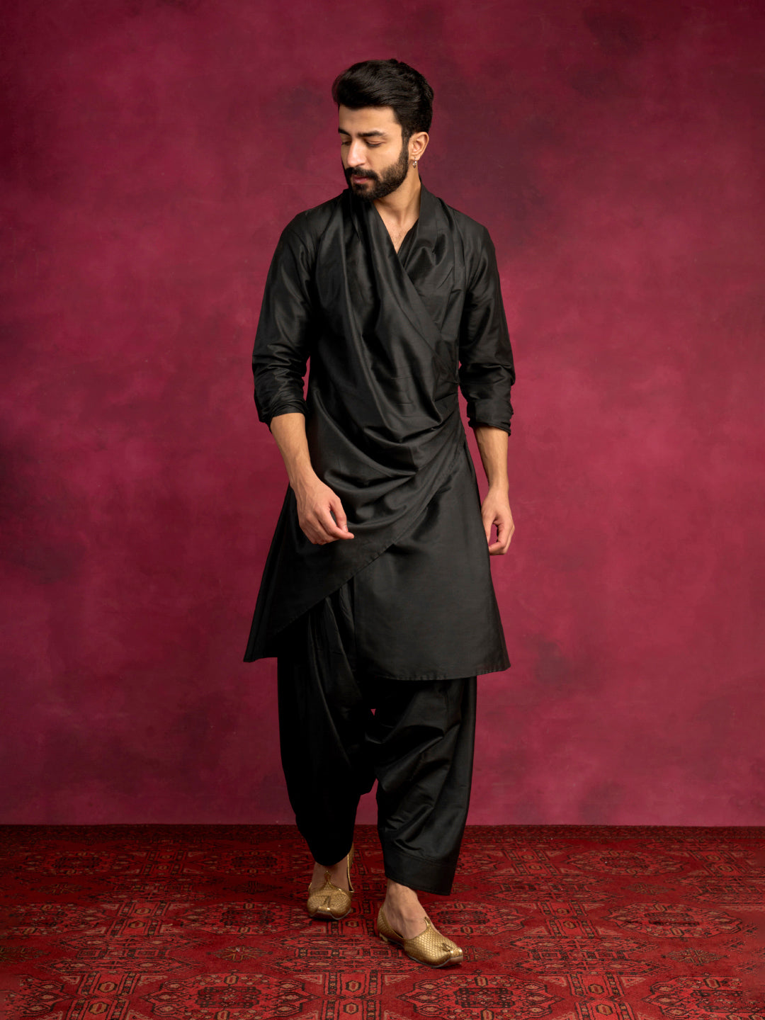 Abhishti Menswear Afghani Pants- Rich black