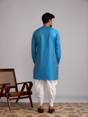 Overlap layered panel kurta paired with dhoti pants- Blue moon