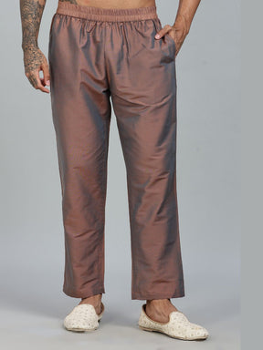 Brown Kurta Pant with orange Woven Design  Bandi Set