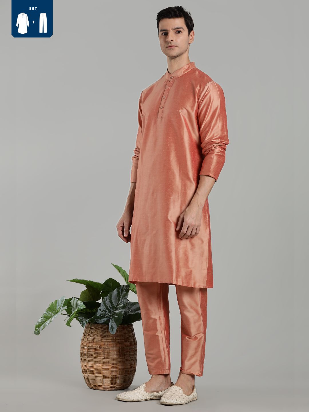 Salmon Pink Kurta Pant Set