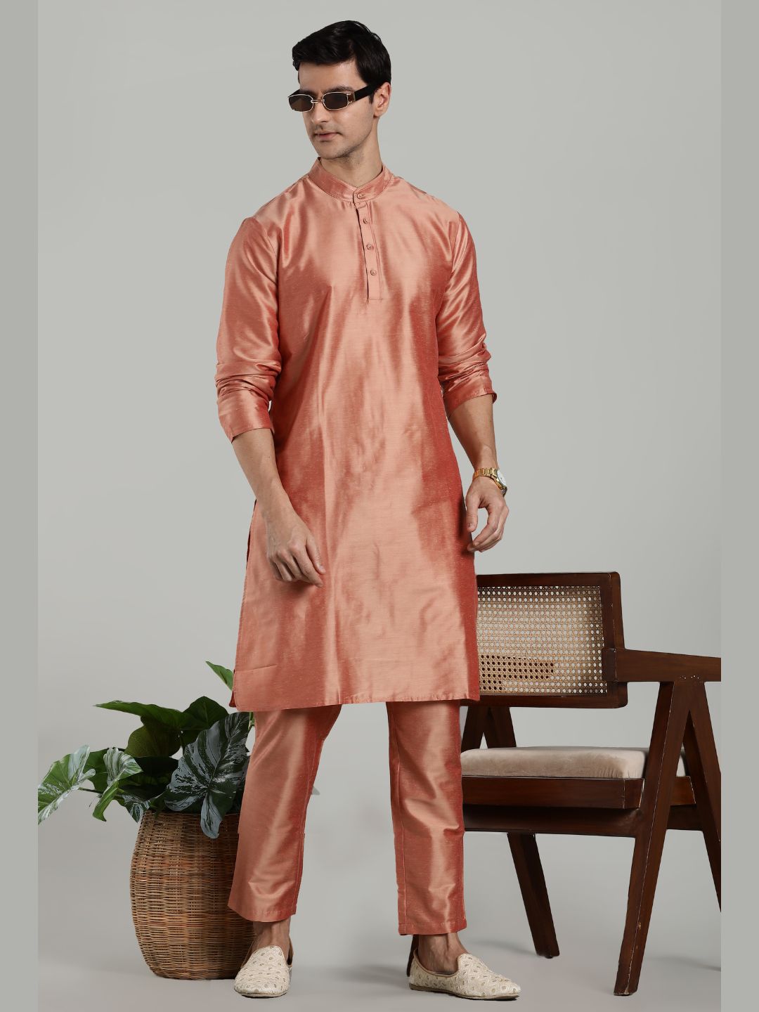 Salmon Pink Kurta Pant Set